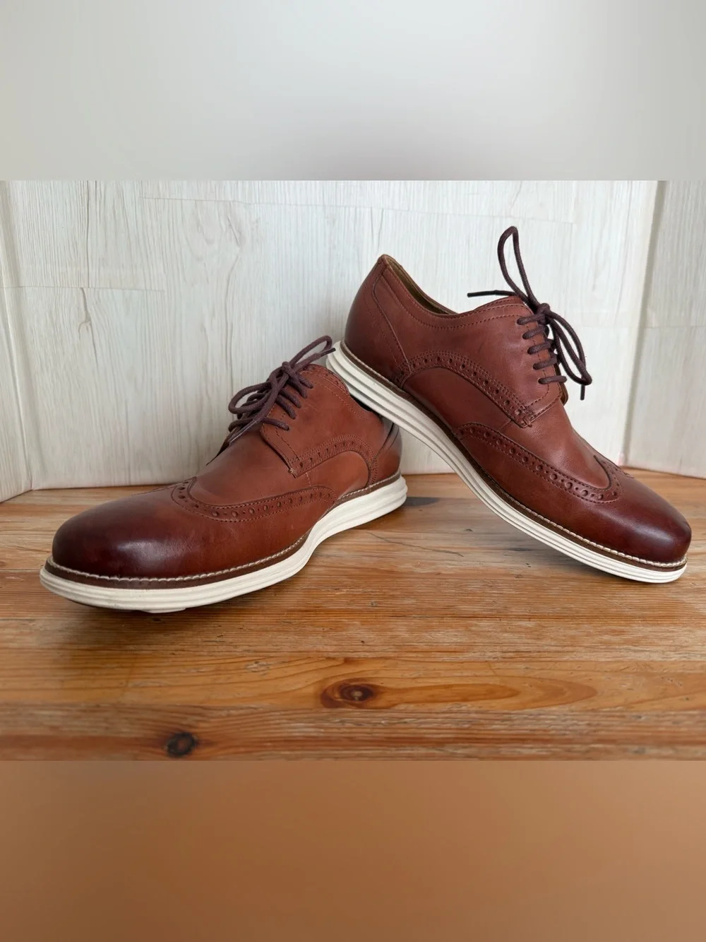 Cole Haan Original Grand Wing Tip Oxford Brown Leather Shoes Men’s 9.5 W  SCENT